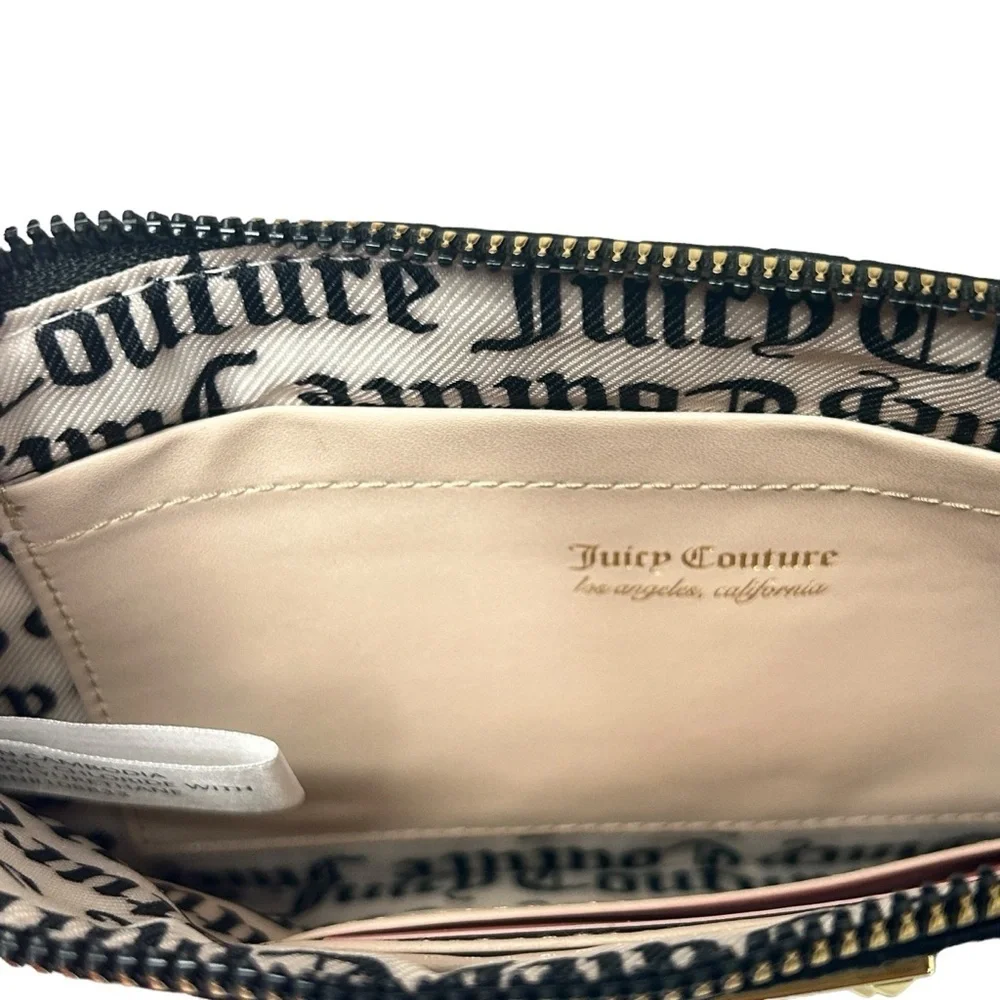 Juicy Couture Embossed Black Gold Logo Stud Daydreamer Wristlet Wallet - NWT